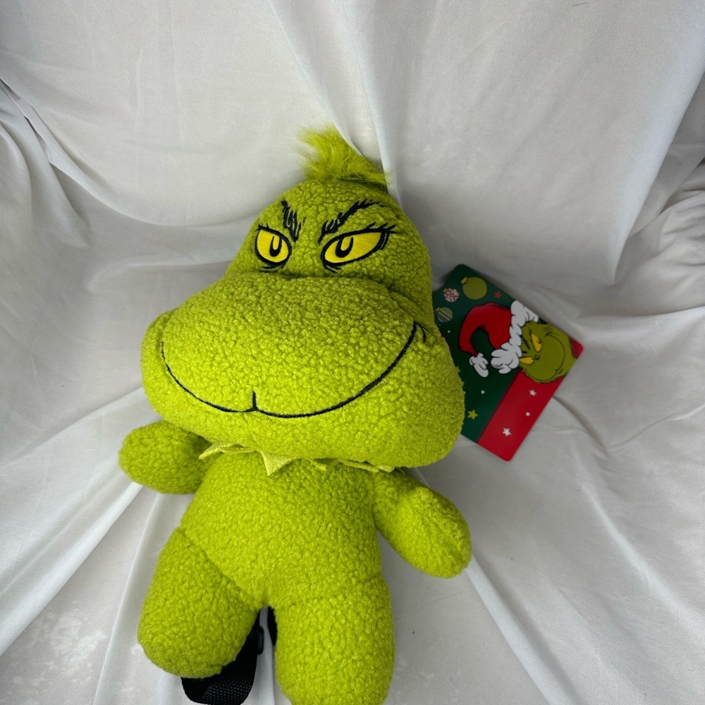 Dr. Seuss The Grinch Plush Backpack 16" Green Stuffed Toy Bag Adjustable Straps